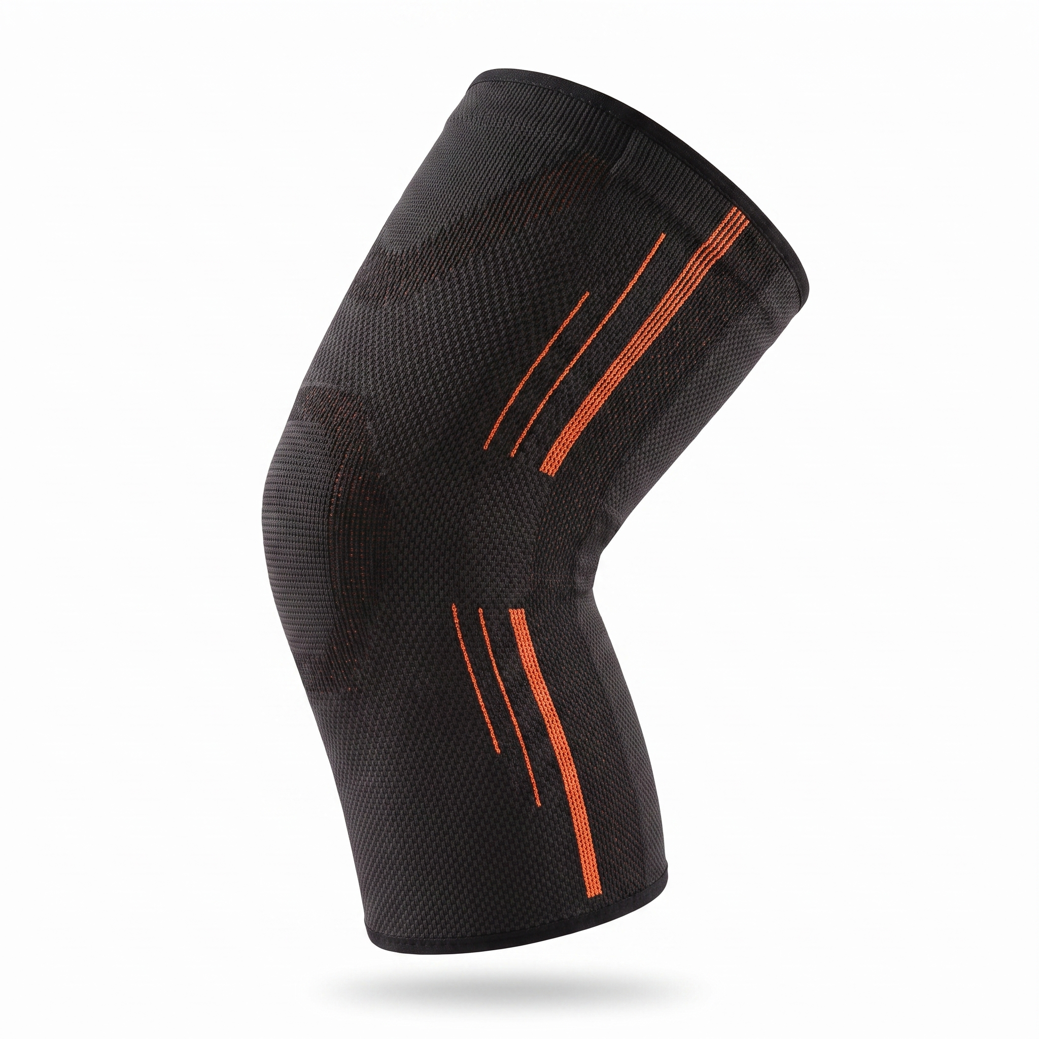 Red compression knee brace with adjustable side stabilizers